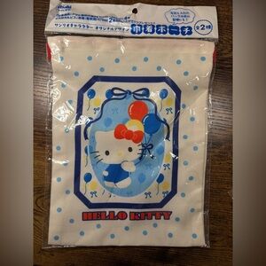 Asahi Hello Kitty Sanrio Party Drawstring Bag - white blue and red